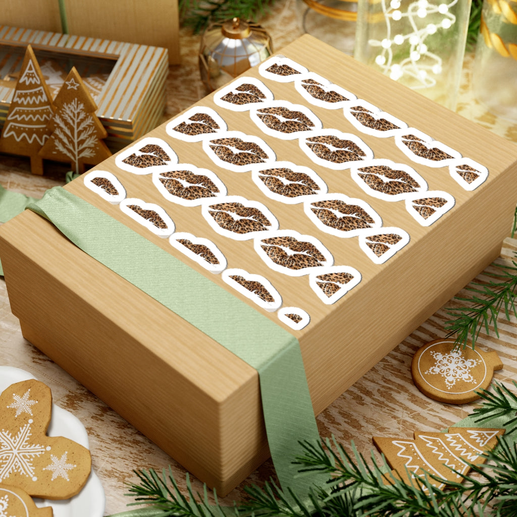 Cheetah Print Kiss Lip Stickers — Cute Animal Print Kiss-Cut Decals for Laptops, Phones & Planners
