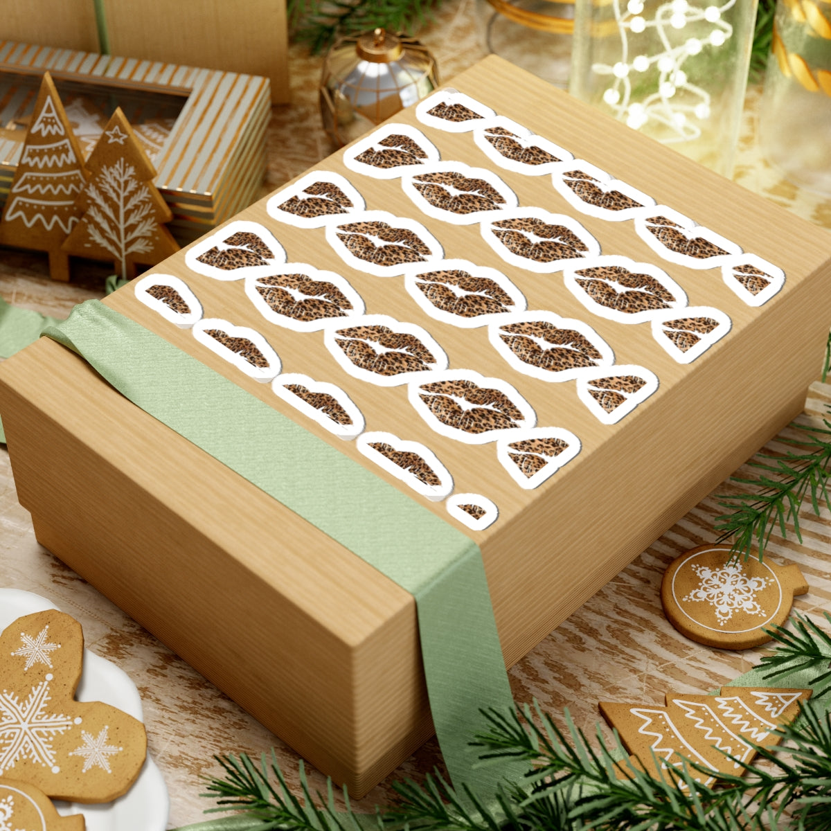 Cheetah Print Kiss Lip Stickers — Cute Animal Print Kiss-Cut Decals for Laptops, Phones & Planners
