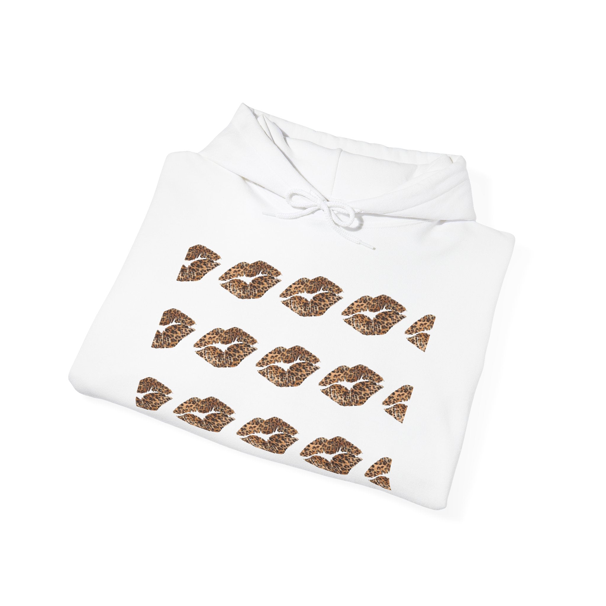 Cheetah Kiss Pattern Hoodie — Trendy Animal Print Lip Motif Pullover