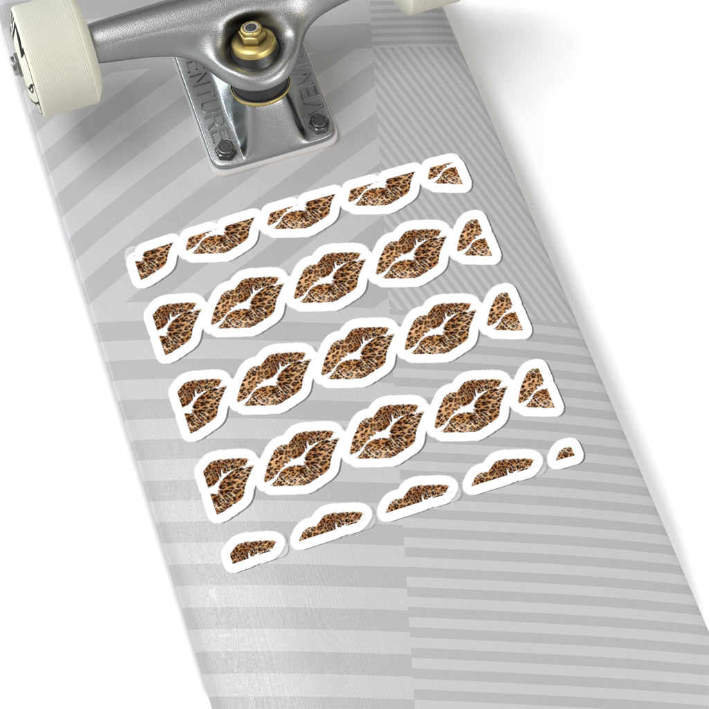 Cheetah Print Kiss Lip Stickers — Cute Animal Print Kiss-Cut Decals for Laptops, Phones & Planners
