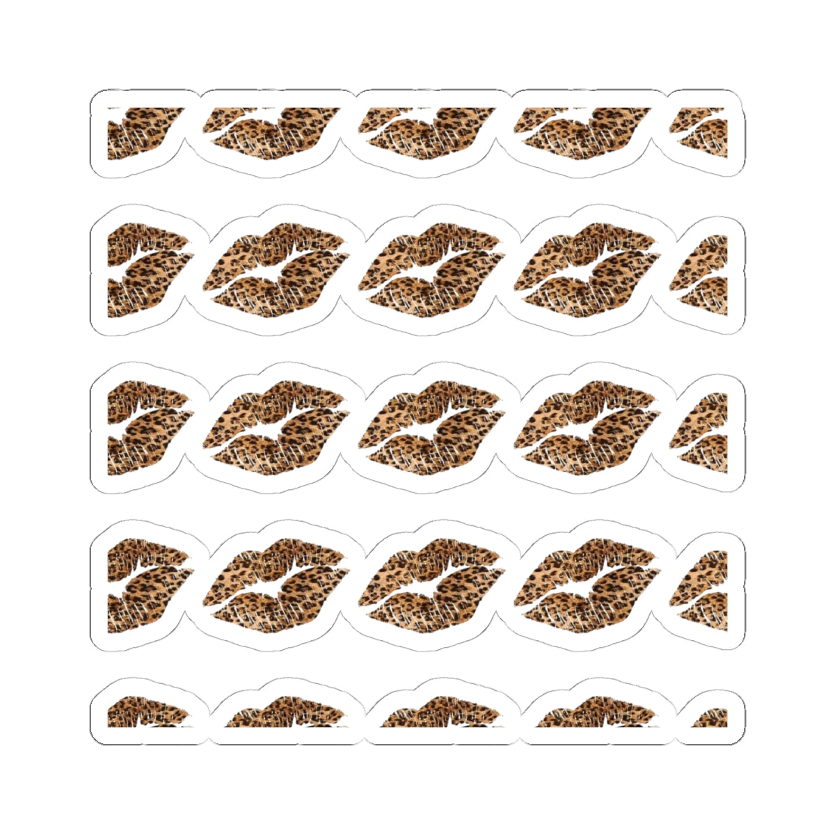 Cheetah Print Kiss Lip Stickers — Cute Animal Print Kiss-Cut Decals for Laptops, Phones & Planners