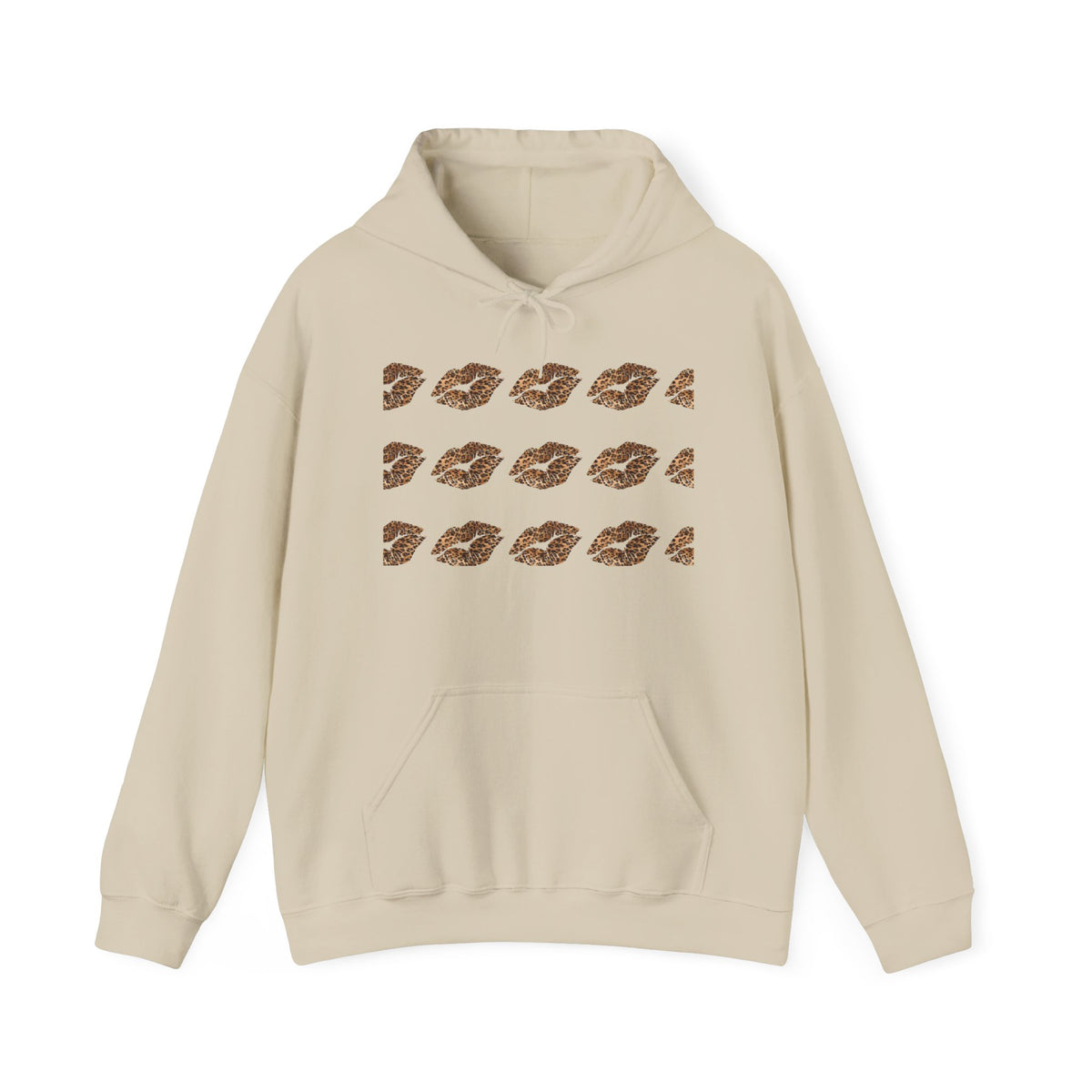 Cheetah Kiss Pattern Hoodie — Trendy Animal Print Lip Motif Pullover