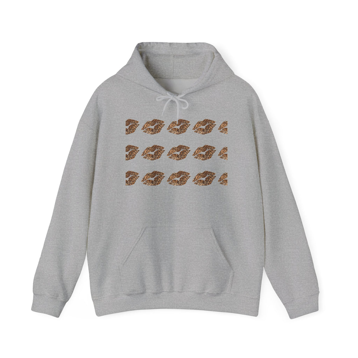 Cheetah Kiss Pattern Hoodie — Trendy Animal Print Lip Motif Pullover