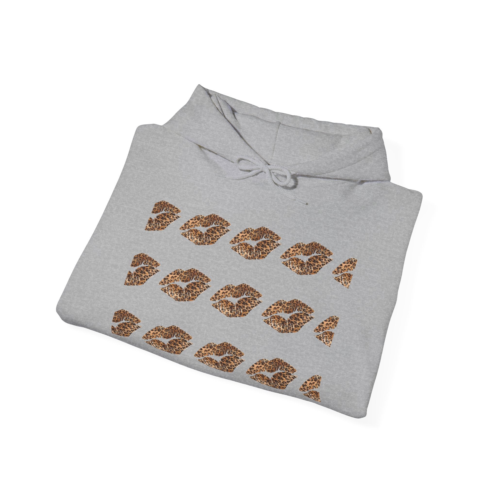 Cheetah Kiss Pattern Hoodie — Trendy Animal Print Lip Motif Pullover