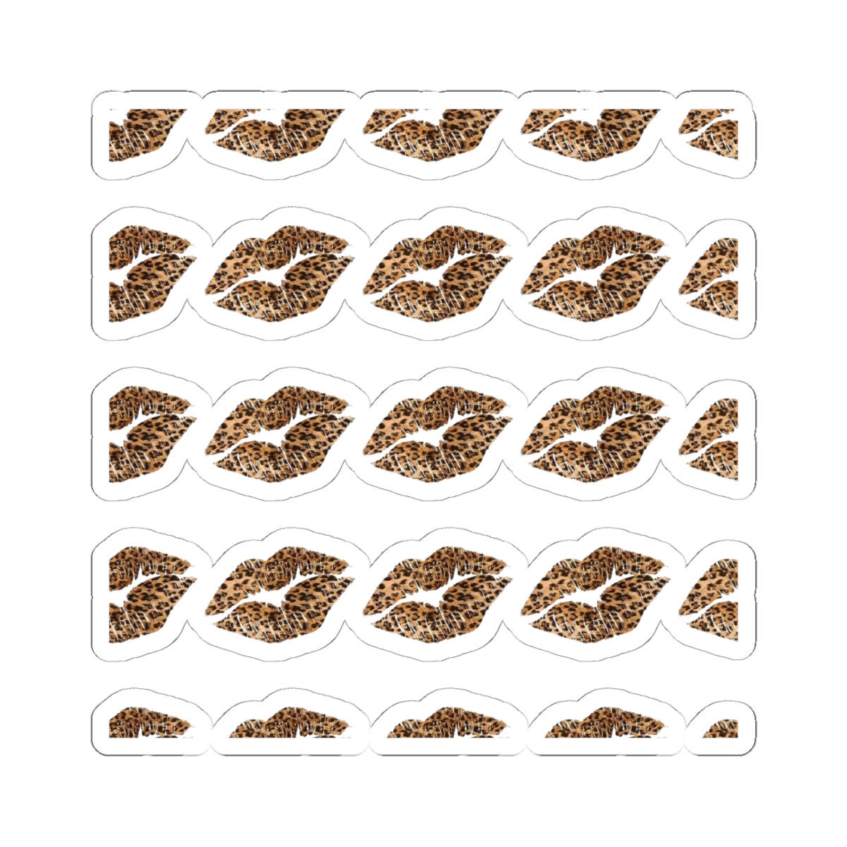 Cheetah Print Kiss Lip Stickers — Cute Animal Print Kiss-Cut Decals for Laptops, Phones & Planners