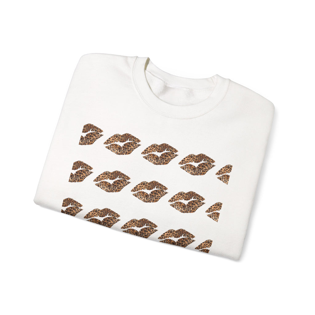 Crewneck Sweatshirt — Cheetah Kiss Print "Cheetah Print Is Life"