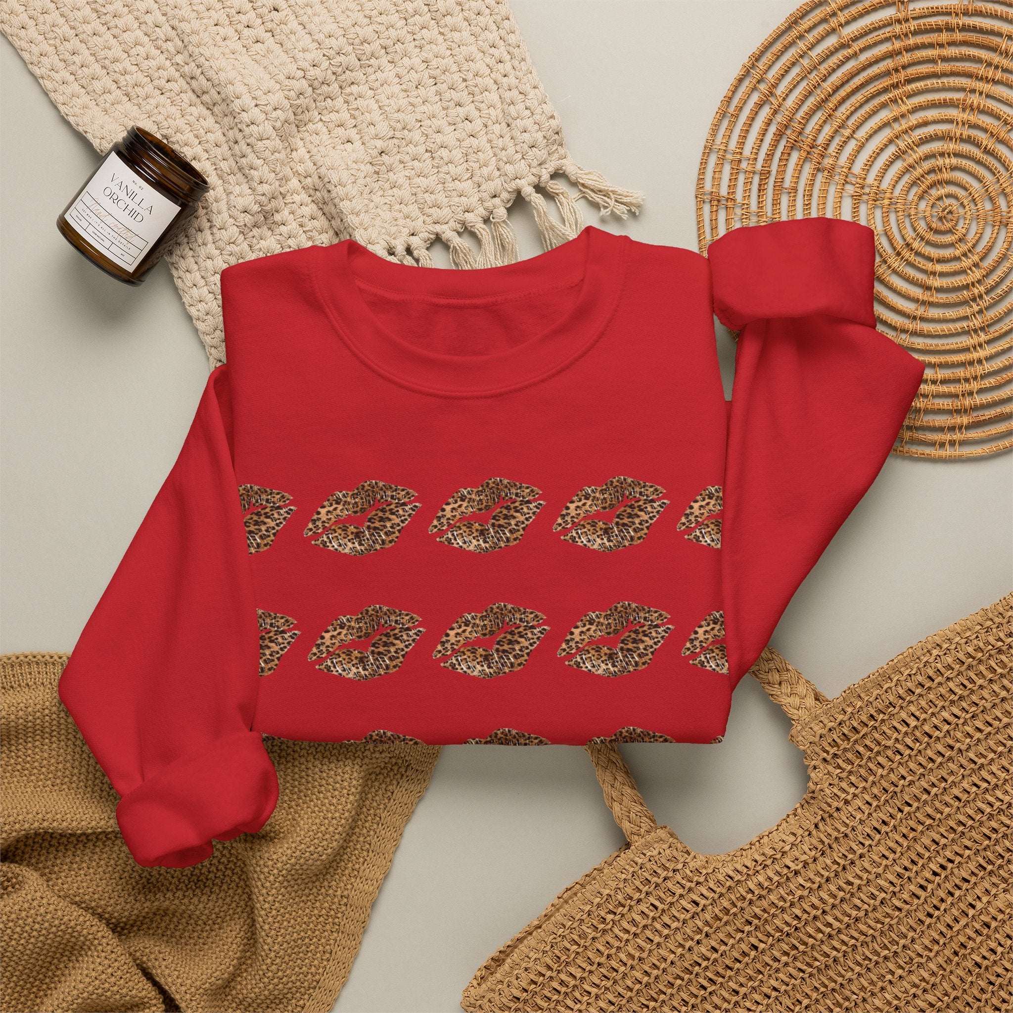 Crewneck Sweatshirt — Cheetah Kiss Print "Cheetah Print Is Life"