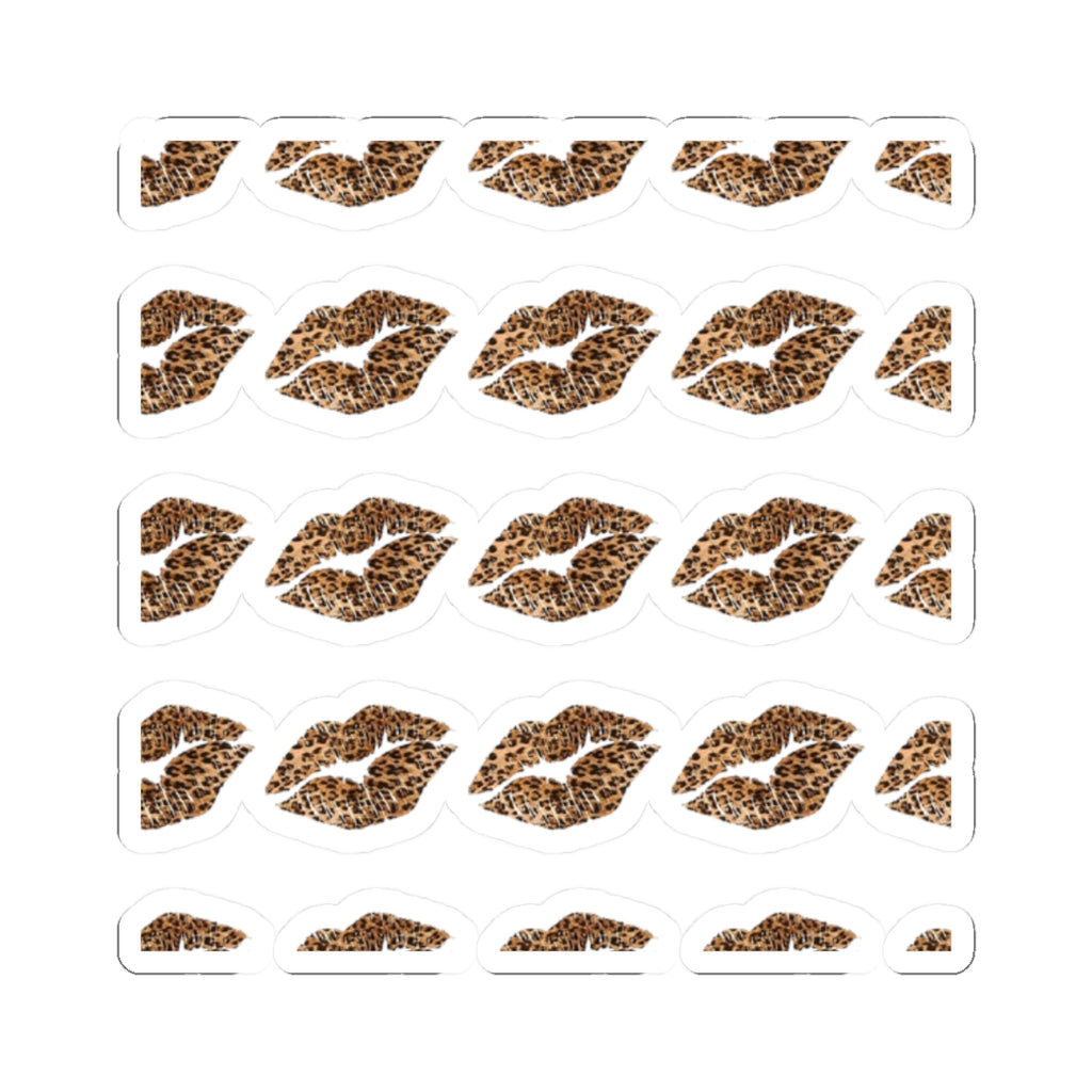 Cheetah Print Kiss Lip Stickers — Cute Animal Print Kiss-Cut Decals for Laptops, Phones & Planners