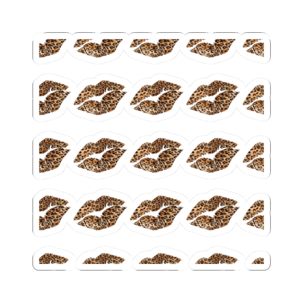 Cheetah Print Kiss Lip Stickers — Cute Animal Print Kiss-Cut Decals for Laptops, Phones & Planners