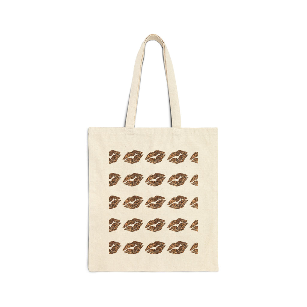 Kissed Pattern Tote Bag — Repeating Lip Print Canvas Shopper